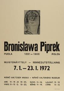 Esikatselukuva: Bronislawa Piprek Puola 1891 – 1966 Polen Muistonäyttely – Minnesutställning 7. 1. – 23. 1. 1972